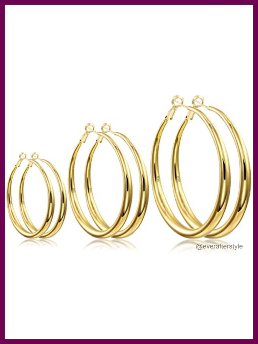 Sterling Silver Hoop Earrings 14K Gold Plated Large Chunky Hypoallergenic